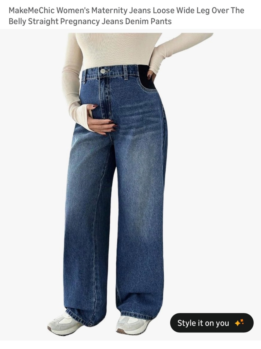 Women’s maternity over the belly wide leg jeans - Picture 4 of 6